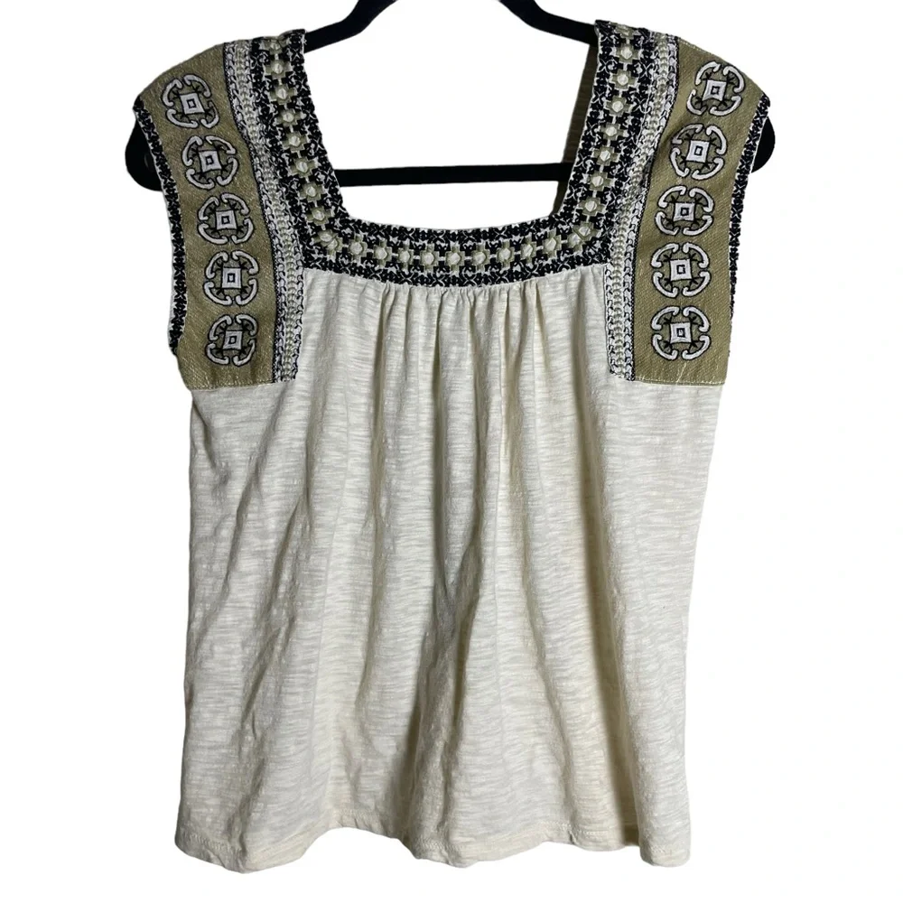 Lucky Brand Cream and Black Embroidered Top - Picture 3 of 5